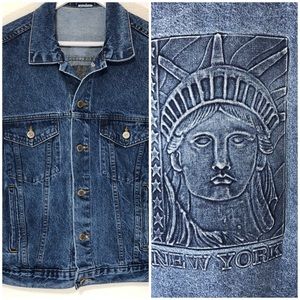 Tyca Denim Jacket Embossed Statue of Liberty